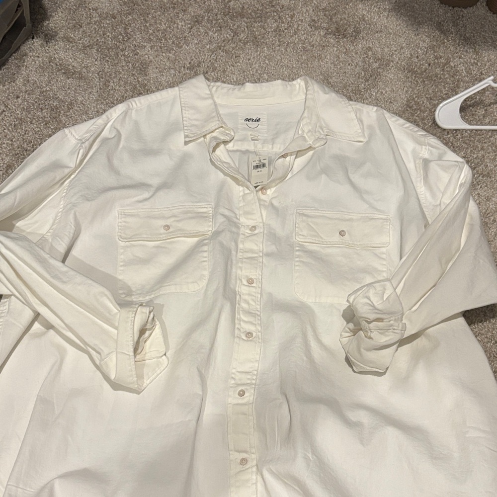 Aerie Cream Button Down Shirt